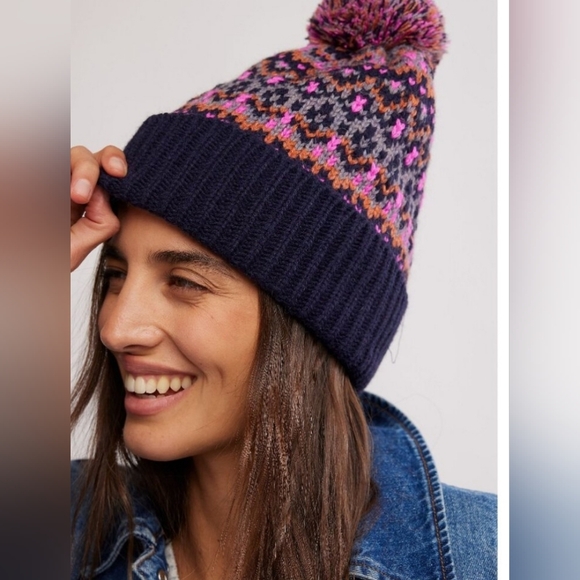 Free People First Frost Fair Isle Pom Beanie - Picture 3 of 5
